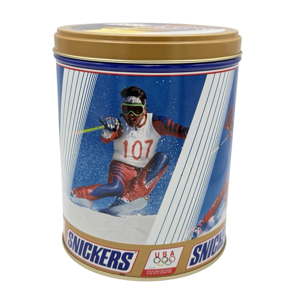Vintage 1992 USA Olympic Team Snickers Metal Collectible Storage Tin‎ (Empty)